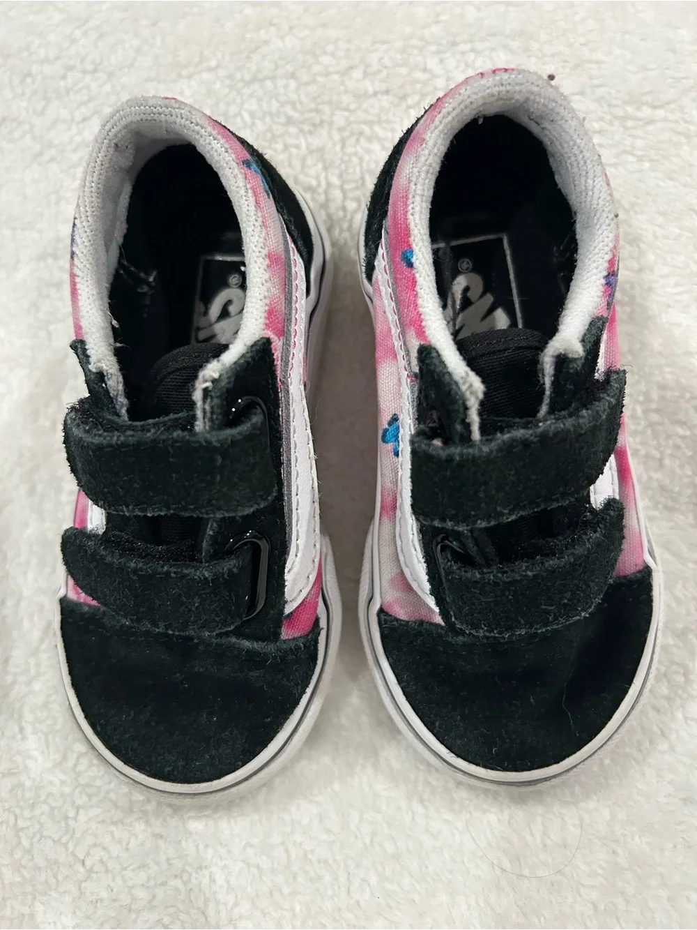 Vans Toddler Old Skool V Shoes butterfly dream print pink white size 5.5 girls